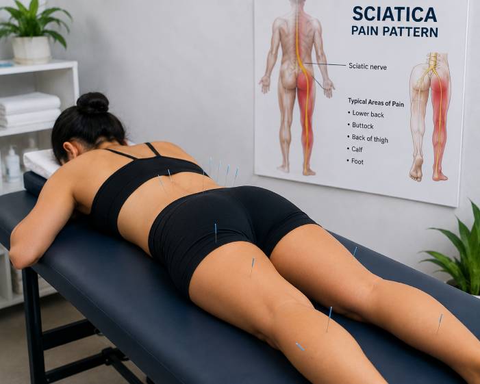 Acupuncture by a physiotherapist for sciatica pain relief