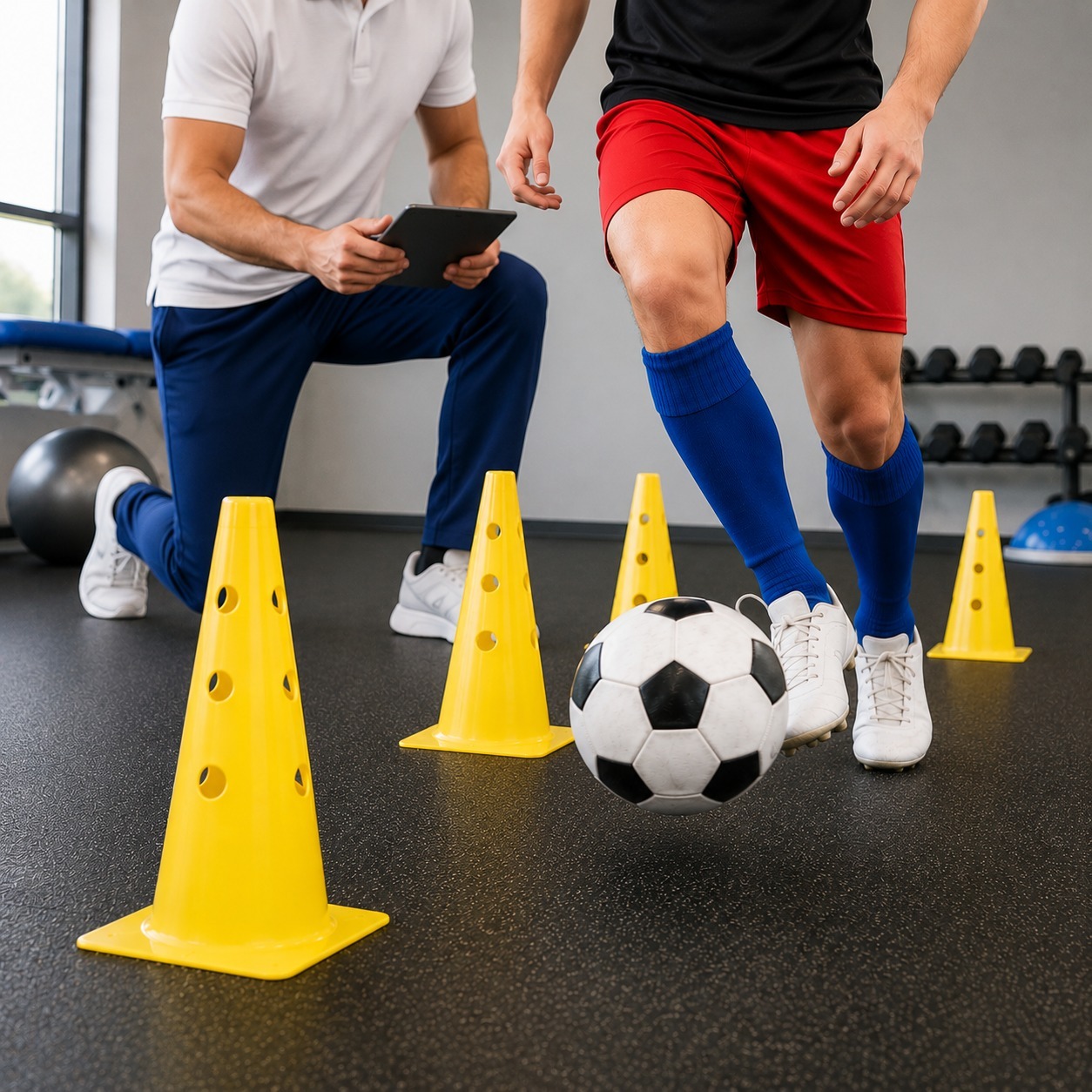 Athlete receiving sports physiotherapy treatment